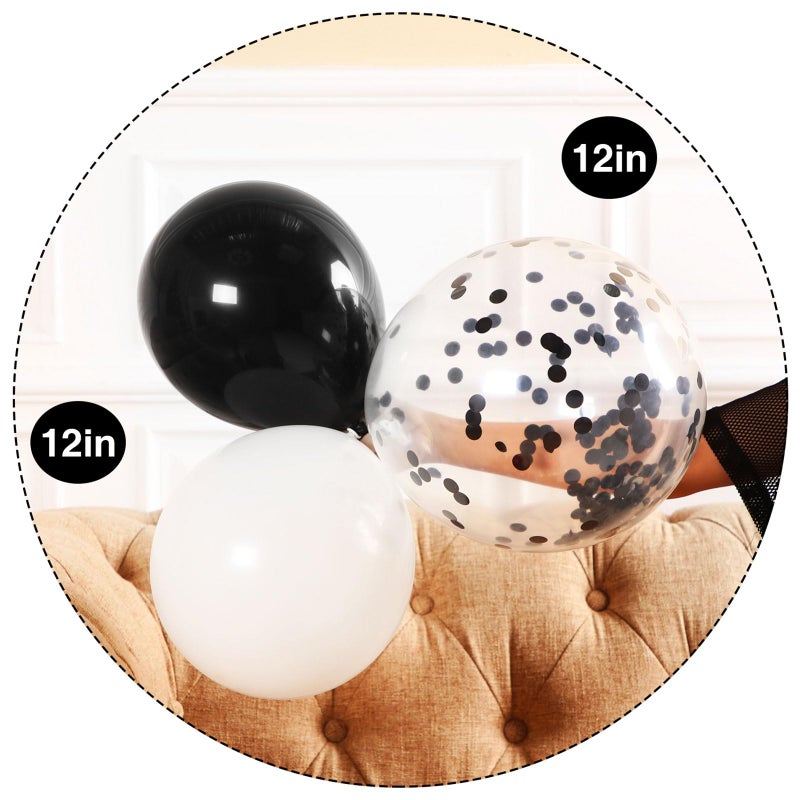 Hestya 100 Pieces 12 Inch White Black Balloons Latex Party Balloons Arch Garland Kit for Weddings, Bridal Shower, Graduation, Anniversary, Birthday Party Decoration - Image 3